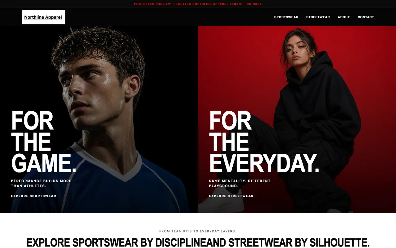 Sportswear · Teamwear homepage