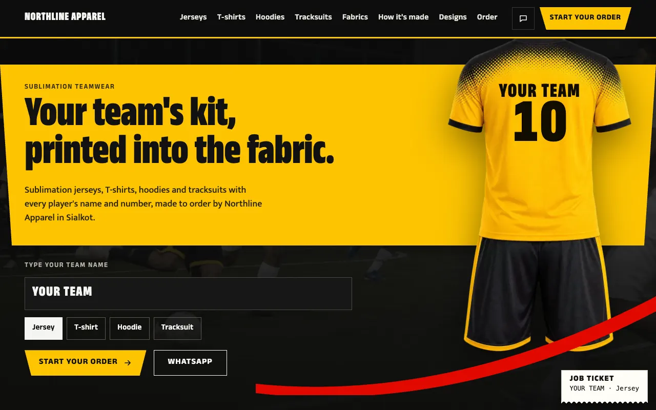 Teamwear · Press Line homepage